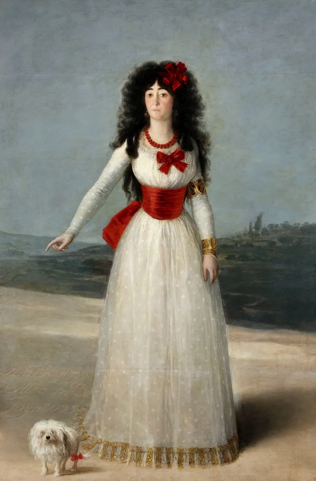 The Duchess of Alba by Francisco Goya, 1795, with a small white lapdog at her feet