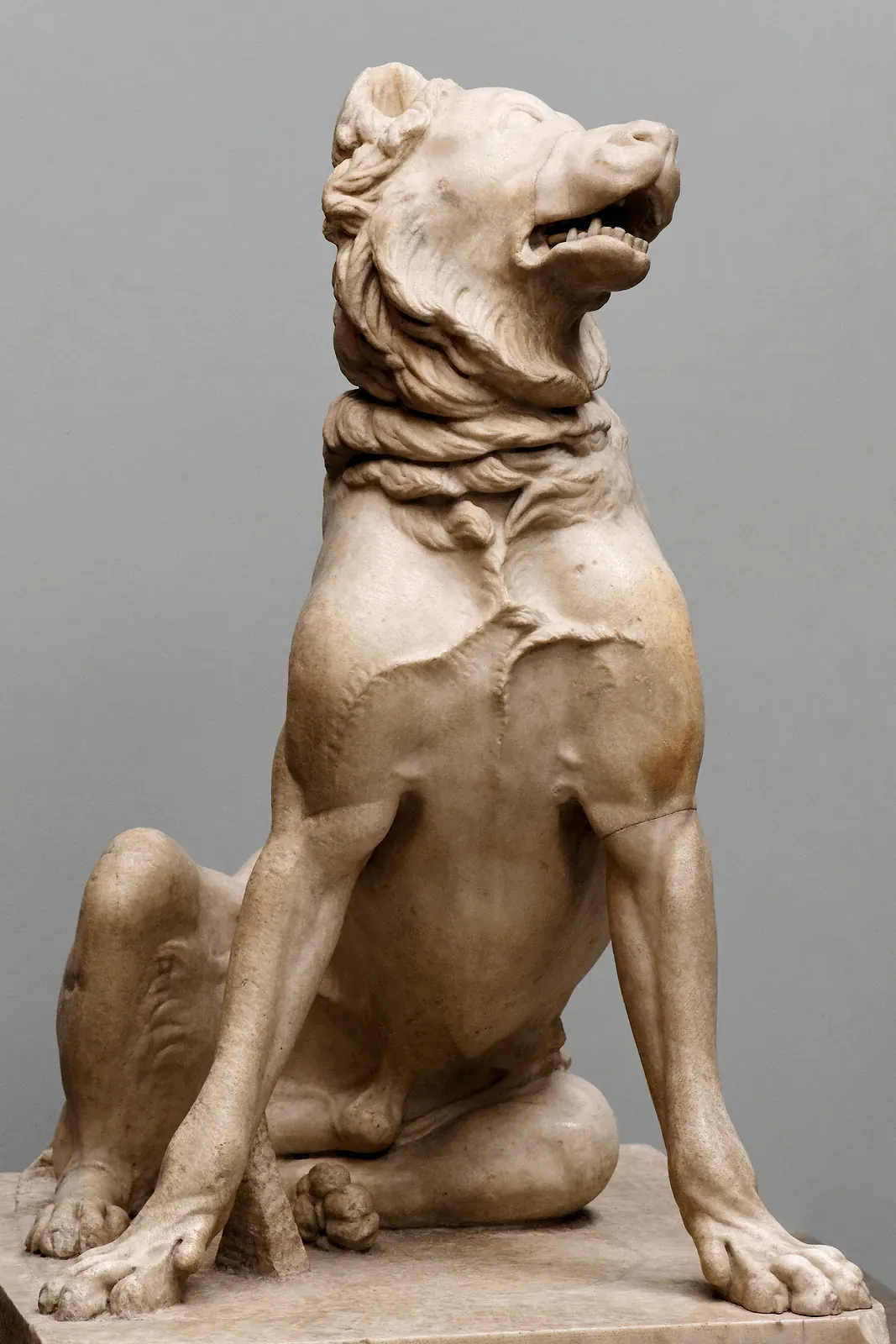Roman marble statue of a Molossian hound, copy of a Hellenistic bronze
